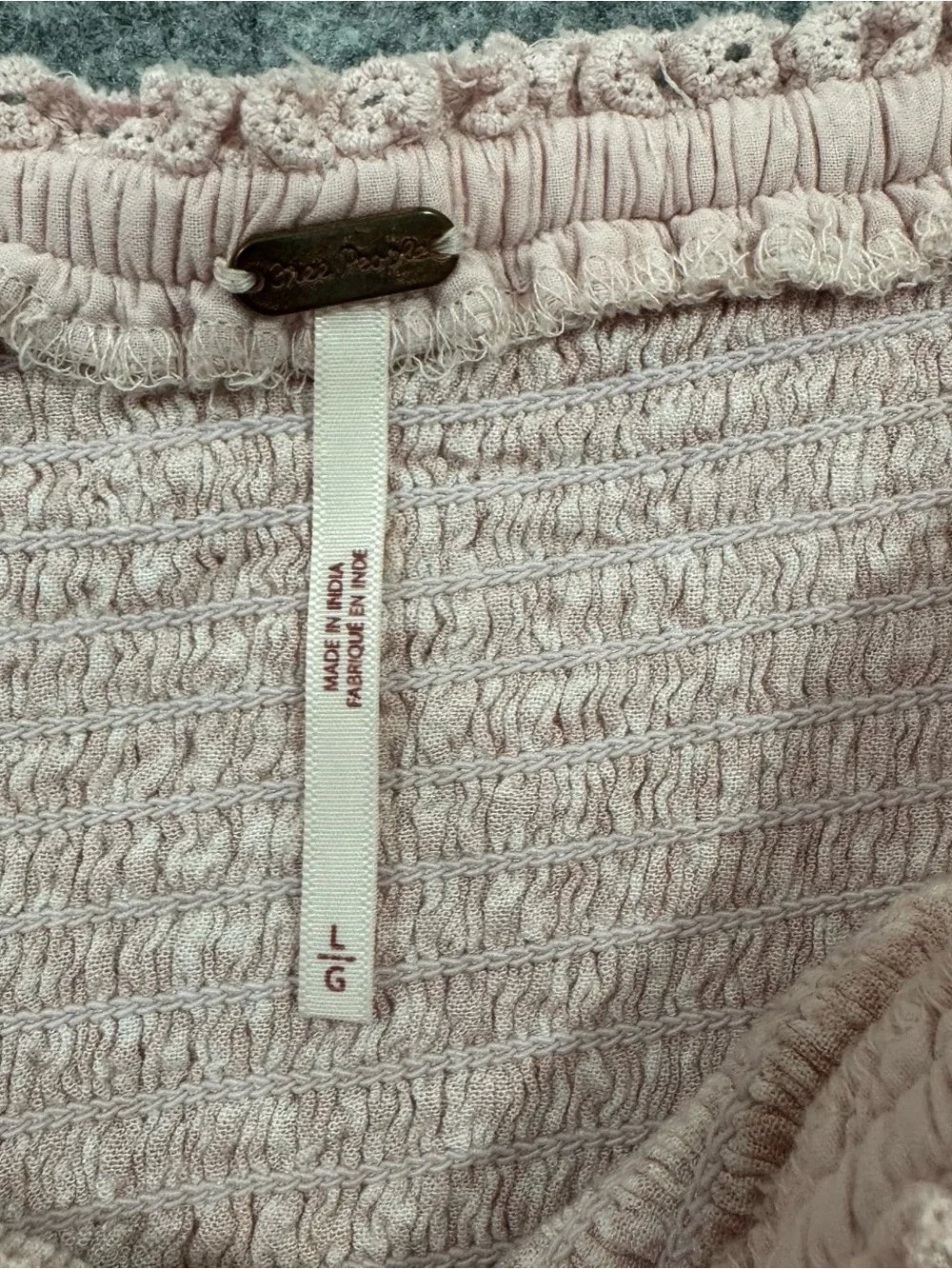 Free People Blush Pink Tie-Front Peasant Crop Top
